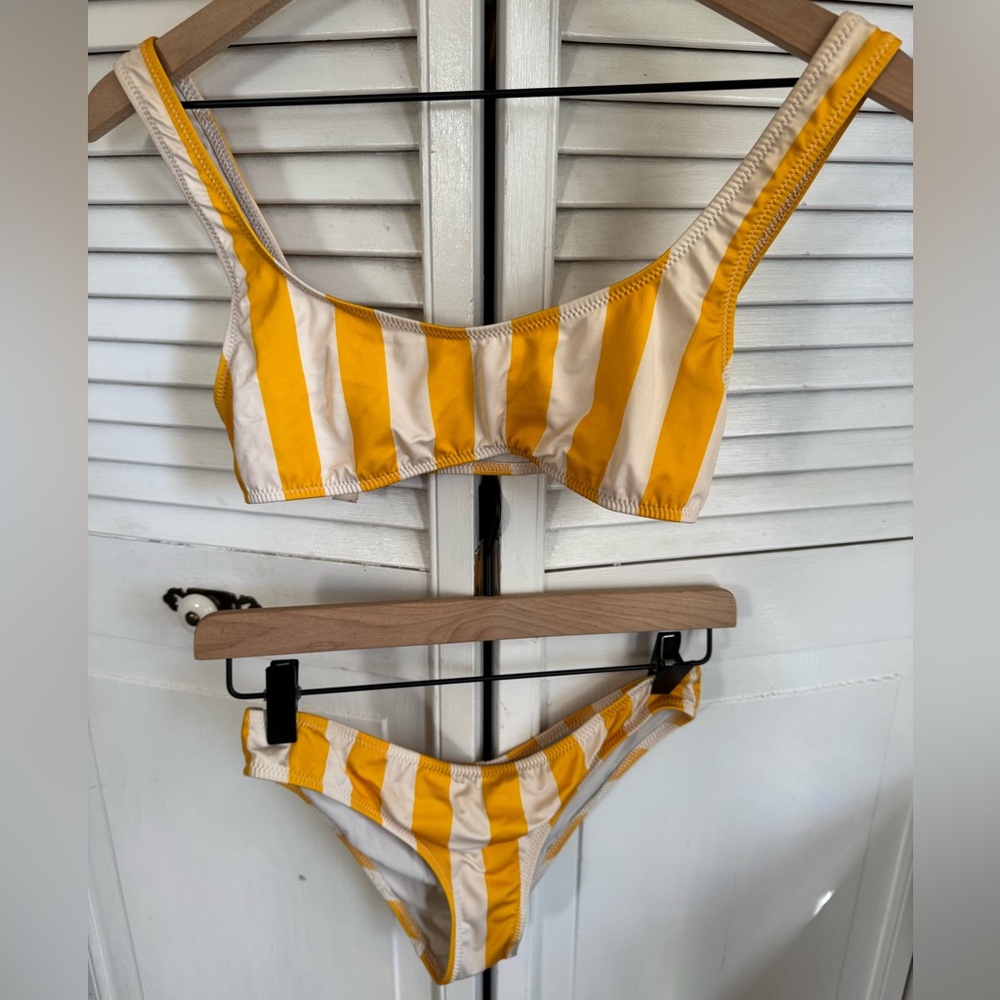 Solid & Striped Sporty Golden Yellow Bikini